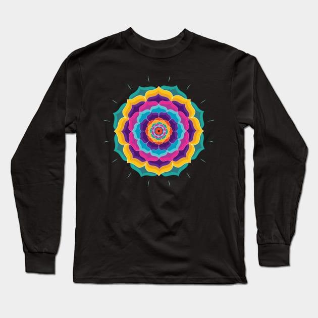 Colorful Mandala Long Sleeve T-Shirt by emma17